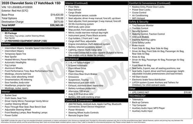 2020 Chevrolet Sonic LT