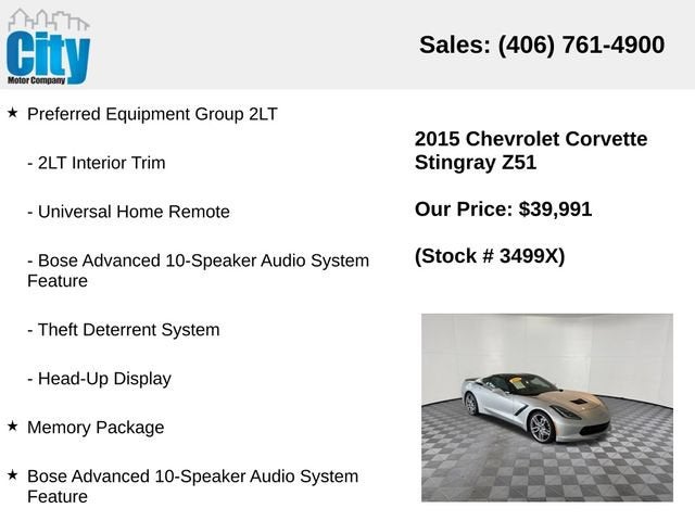 2015 Chevrolet Corvette Stingray Z51 2LT