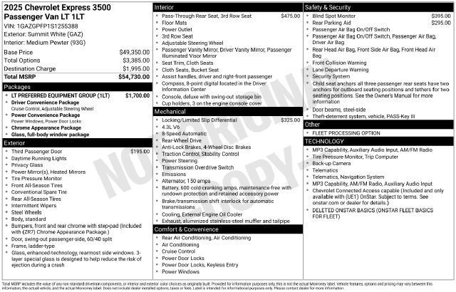 2025 Chevrolet Express Passenger 1LT