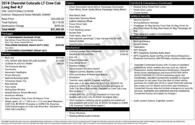 2018 Chevrolet Colorado 4WD LT