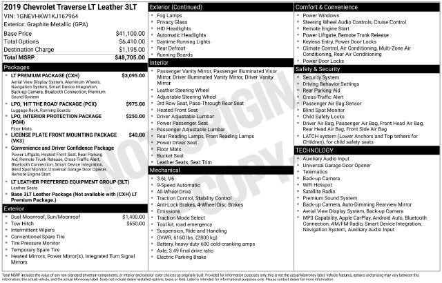 2019 Chevrolet Traverse LT Leather