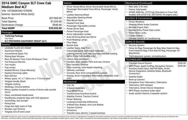 2016 GMC Canyon 4WD SLT