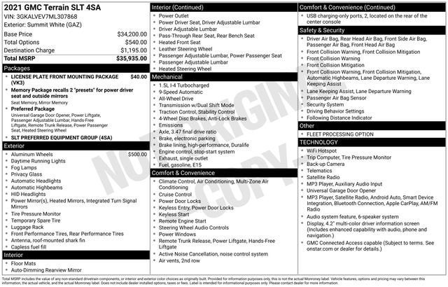 Used 2021 GMC Terrain SLT with VIN 3GKALVEV7ML307868 for sale in Great Falls, MT