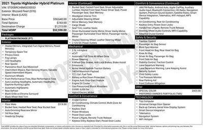 2021 Toyota Highlander Hybrid Platinum