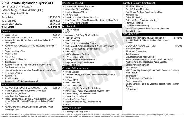 2023 Toyota Highlander Hybrid XLE