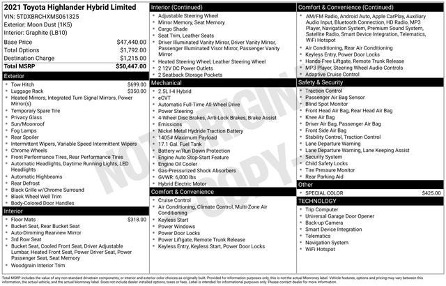 2021 Toyota Highlander Hybrid Limited