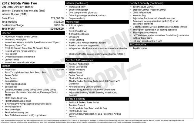 2012 Toyota Prius One